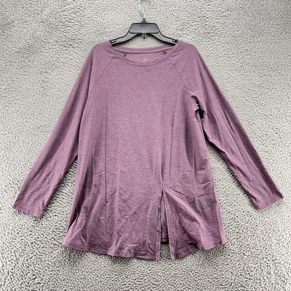 We Wander Top Womens Small Purple Long Sleeve Side Slit Round Neck NWOT